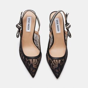 Steve Madden Black Lace Heels with Bow Detail